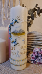 Kerze Blumenranke mit Berg