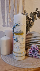 Kerze Blumenranke mit Berg