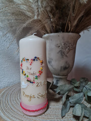 Taufkerze Mädchen Blumenherz